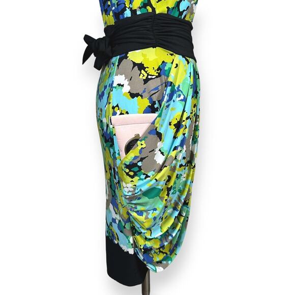 BCBGMAXAZRIA Emerald Tulip Dress Tie Waist Sheath Cocktail Green Chic Sexy Small - Picture 6 of 11